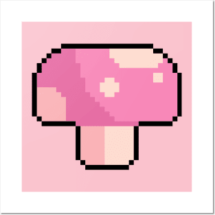 pixel mushroom Posters and Art